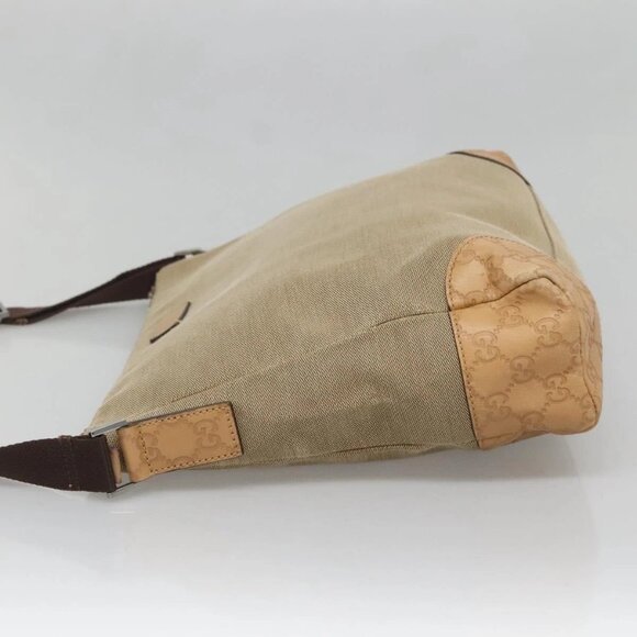 GUCCI Guccissima Shoulder Bag Canvas Beige Silver 257301 Auth ep10403 - Picture 4 of 16